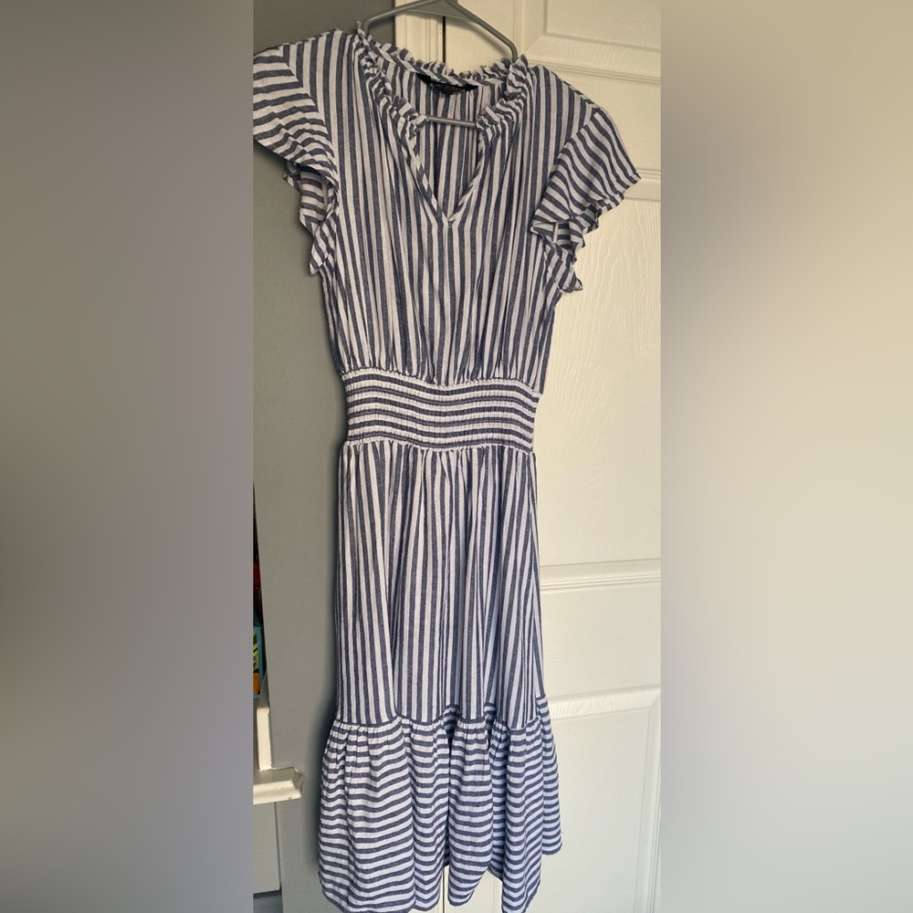Velvet Heart Navy and White Striped Dress